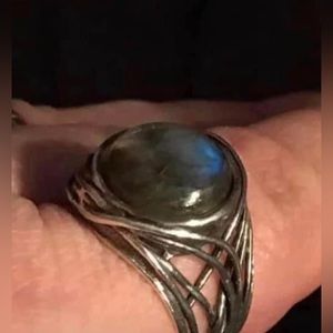 Grace & heart artisan sterling and blue tone labradorite ring  
Size 8
